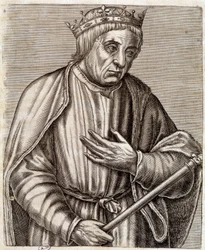 Ritratto del re di Polonia Casimiro III il Grande. 1310-1370. incisione del XVII secolo