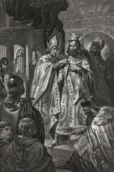 Incoronazione di Baldovino di Boulogne, detto Baldovino I (ca. 1065-1118), re di Gerusalemme, il giorno di Natale del 1100