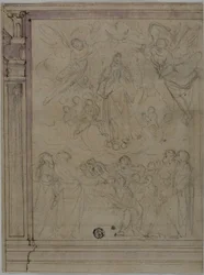 Assunzione della Vergine (recto); schizzi di dettagli architettonici (verso)