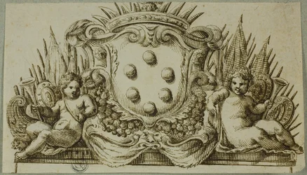 Stemma mediceo affiancato da putti