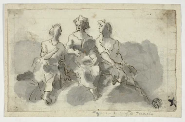 Tre figure sedute (recto); uomo seduto di profilo (verso)