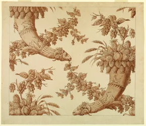 Disegno, cartone animato per damasco di seta:, 1800-1815