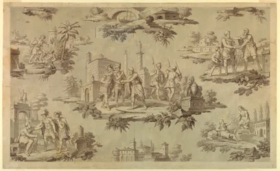 Disegno, cartone animato per la stampa su cotone: La vita di Belisaire [La Vie de Bélisaire], 1820 ca.