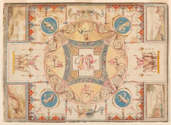Disegno, soffitto di Villa Adriana con ninfe, centauri, cervi ed elefanti, 1785 ca.