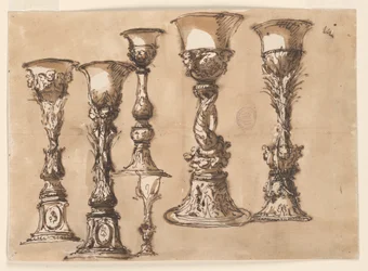 Disegno, disegni di calici, fine del XVIII secolo