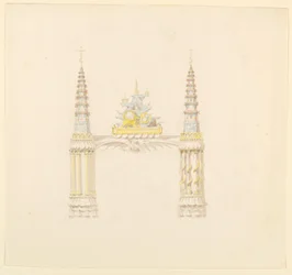 Disegno, Camino, parete ovest della sala della musica, 1820 ca.