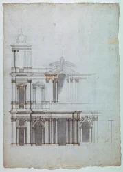 Disegno, facciata di una chiesa, XVIII secolo