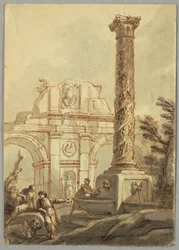 Disegno, rovine classiche, 1750 ca.