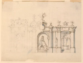 Disegno, Colonnato con fontana, 1770 ca.