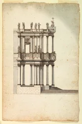 Disegno, Copia del progetto di concorso di Vanvitelli per la facciata di S. Giovanni in Laterano, 1763, da un disegno del 1732