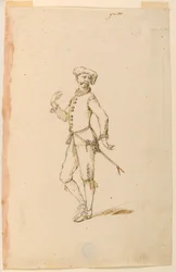 Disegno, Costume di scena: Un capitano per un balletto, 1720 ca.