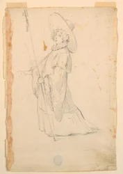 Disegno, Costume di scena: Ragazza in abiti fantastici per un balletto, 1720 ca.