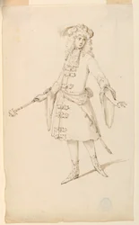 Disegno, Costume di scena: Un nobile, un re o un principe per un balletto, 1720 ca.