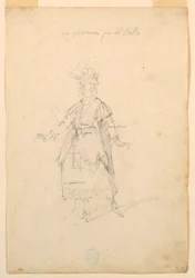 Disegno, Costume di scena: Cantante donna per un balletto, 1720 ca.