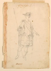 Disegno, Costume di scena: America per un balletto, 1720 ca.