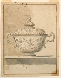 Disegno, Piatto in ceramica coperto, 1750-90