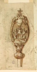 Disegno, stemma di un bastone da processione, 1600-1650