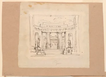 Disegno, progetto di tenda, portale curvilineo Architettura antica, inizio XIX secolo