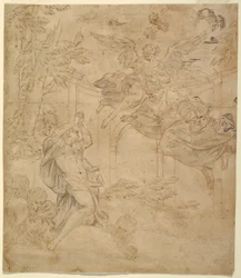 Disegno, Daniele nella tana del leone, 1630-40 ca.