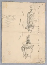 Disegno, Progetto di orologio e console, XVIII-XIX secolo