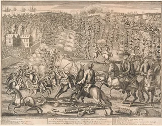 Veduta della battaglia di Culloden in Scozia, 1746