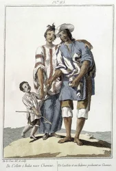 Una cauillote e un indiano danno alla luce un chamizo - incisione