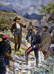 Un gendarme preso di mira da un brigante della Sardegna. 1899.