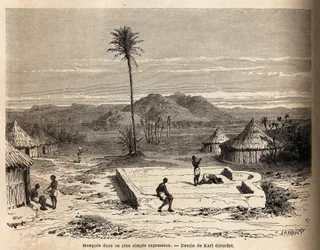 Una moschea nella sua espressione più semplice, in un villaggio vicino ad Abu Hamed, sulle rive del Nilo. Incisione per illustrare il viaggio nel Sudan orientale, dal 1848 al 1860, di M. Tremmeaux, in 