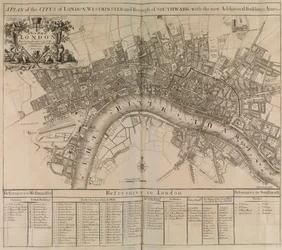 Piano della città di Londra, Westminster, borgo di Southwark e il fiume Tamigi