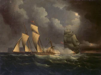 Un contrabbandiere inseguito da una brigata navale, c.1825