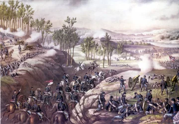 Guerra civile americana (1861 - 1865): Battaglia di Resaca (Georgia) 13-15 maggio 1864. Incisione del XIX secolo