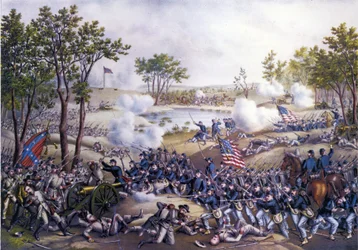 Guerra di secessione americana o guerra civile (1861 - 1865): Cold Harbor o seconda battaglia di Cold Harbor, Virginia 31 maggio - 1 giugno 1864. Incisione del XIX secolo