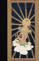 Triade di Amitabha (Amida) discendente dal cielo