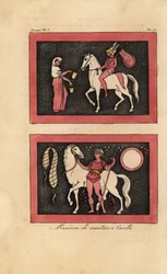 Antico metodo greco di cavalcare un cavallo senza sella