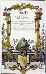 Trattato di artiglieria - frontespizio del "Trattato di artiglieria", di François Lingier, Strasburgo