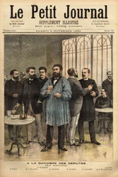 Al bar della Camera dei Deputati, da sinistra a destra: Emile Basly (1835-1928), deputato di Parigi, dal movimento sindacale dei minatori, Camille Pelletan (1846-1915) giornalista scrittore e deputato delle Bouches du Rhone, Alexandre Millerand (1859-1