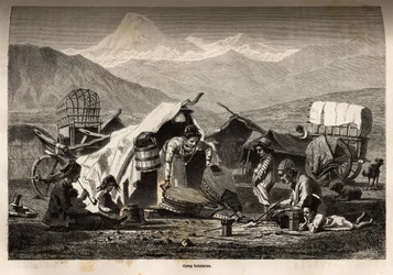Campo boemo. Incisione per illustrare il viaggio nelle province del Caucaso, di Basile Vereschaguine, nel 1864-1865, pubblicato in 