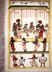 Festa nuziale Pagina dal manoscritto (ms.8300) "Storia del Mogol" (Moghul o Moghol) di Stefano Nivibus Cardeira. XVIII secolo. Biblioteca Marciana, Venezia