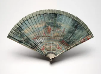 Ventaglio Brisé con una scena di due coppie in un paesaggio, c.1700-25