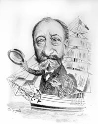 Caricatura di Camille Saint-Saëns (1835-1921), compositore francese