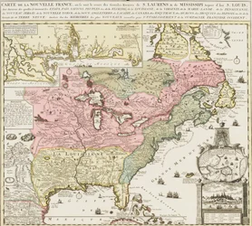 Carta degli Stati Uniti meridionali che mostra il fiume Mississippi e Saint Louis, c. 1720
