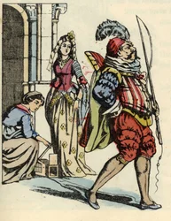 Cenerentola libera i topi che si trasformano in cavalli e un ratto che si trasforma in cocchiere. Illustrazione della fiaba di Charles Perrault «Cenerentola o La piccola scarpetta di vetro»