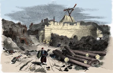 Guerra di Crimea (1853-1856): telegrafo di Claude Chappe verso Malakoff - incisione