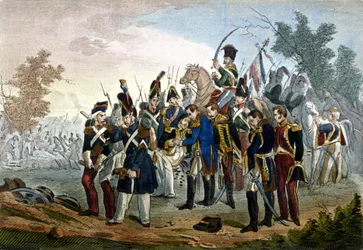 Morte del Maresciallo Lannes a Essling il 28 maggio 1809 incisione del XIX secolo
