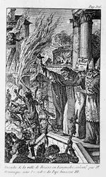 Incendio della città di Béziers in Linguadoca, eseguito da San Domenico sotto gli ordini di Papa Innocenzo III in 