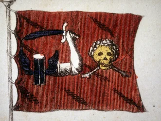 Bandiera dei pirati barbari, incisione fine XVIII secolo