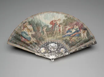 Ventaglio pieghevole con "Adone condotto dai Cupidi a Venere," dopo Francesco Albani