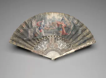 Ventaglio pieghevole con Jephthah che incontra sua figlia, c.1740s-50s