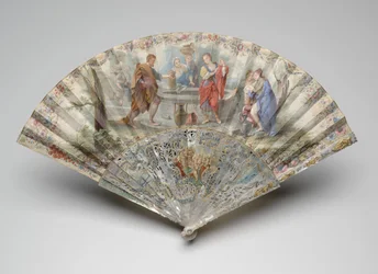 Ventaglio pieghevole con Rebecca ed Eliezer al pozzo, c.1740s