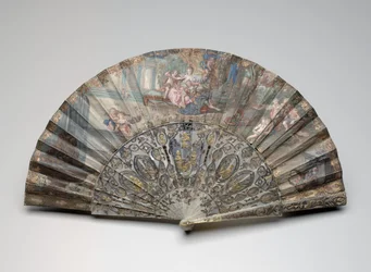 Ventaglio pieghevole con "Rinaldo e Armida," dopo François Boucher, c.1734-50